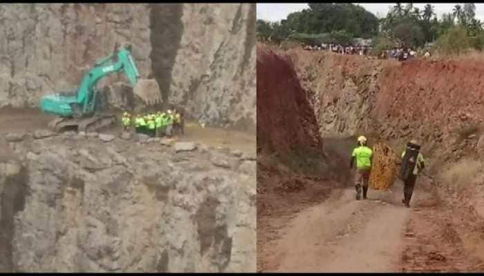 Tamil Nadu: Four workers trapped after boulders fall into 300 feet deep stone quarry, rescue operations on