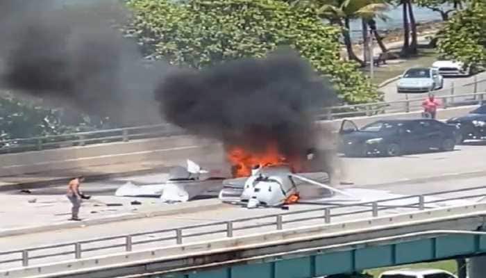 Small plane crash lands on a bridge into a SUV, passengers injured: Watch Video