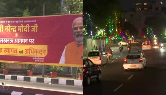 Lucknow preps for PM Modi&#039;s arrival today; posters up, Yogi&#039;s city illuminated for grand welcome