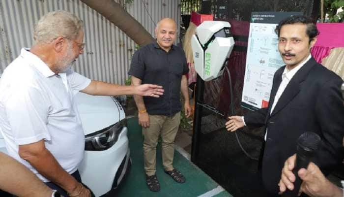 Manish Sisodia inaugurates East Delhi&#039;s first residential EV charging station in Mayur Vihar