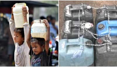 Delhi water crisis forces people to chain their water cans, tanks- Watch video 
