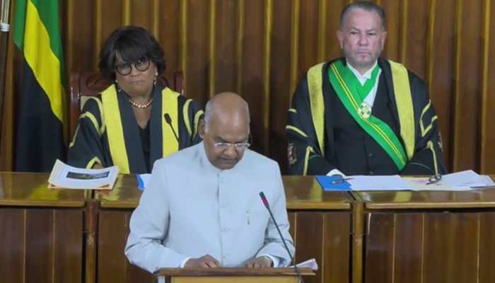 15,000 km away from India, I feel &#039;very much&#039; at home: President Ram Nath Kovind at Jamaican Parliament