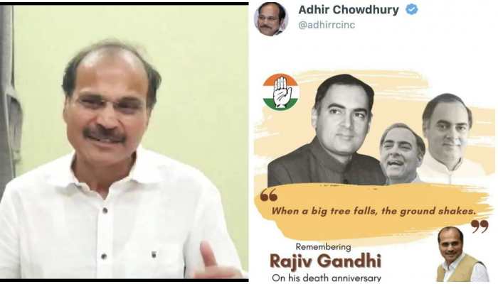 Rajiv Gandhi&#039;s &#039;when big tree falls&#039; remarks on Adhir Chaudhury&#039;s Twitter; &#039;Account Hacked,&#039; says leader