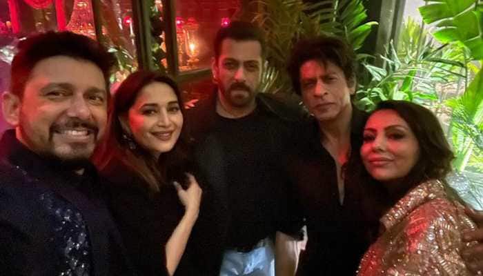 Salman Khan, Shah Rukh Khan, Madhuri Dixit&#039;s priceless moment from Karan Johar&#039;s late-night birthday party goes viral! 