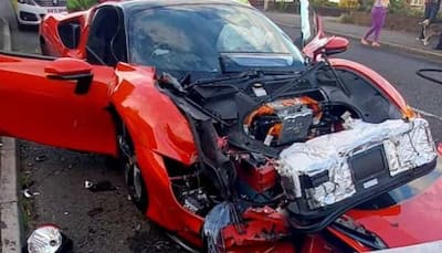 Rs 4.16 crore Ferrari SF90 Stradale totalled after driver crashes supercar into parked cars