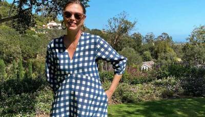 Pregnant Maria Sharapova shows off baby bump in chequered gown, check PIC here