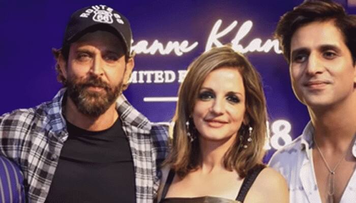 Hrithik Roshan poses with ex-wife Sussanne Khan, her BF Arslan Goni, calls her 'superstar'