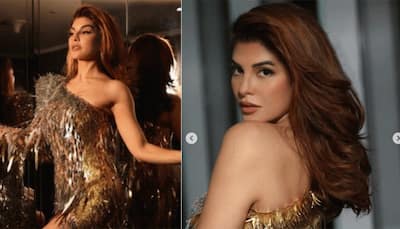 Jacqueline Fernandez oozes glamour in two-toned thigh high-slit glittery gown, check PHOTOS