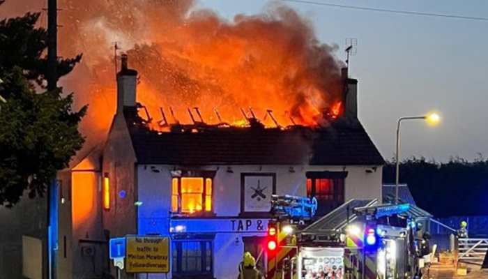 England pacer Stuart Broad&#039;s pub SEVERELY DAMAGED by fire - WATCH