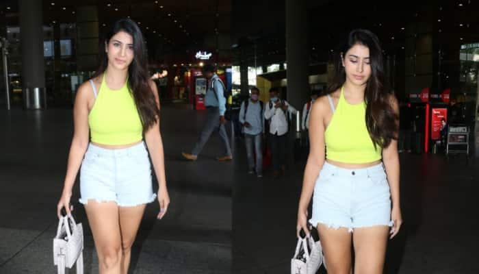 ‘Loveyatri’ actress Warina Hussain spotted at Mumbai airport in neon tank top and denim shorts: Video