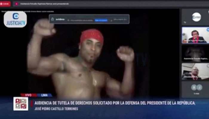 Brazilian stripper interrupts Peruvian president&#039;s online corruption hearing
