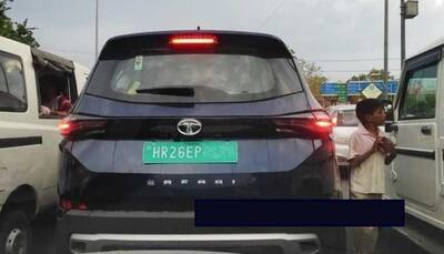 Tata Safari SUV spotted with green number plate, is it really an electric vehicle?