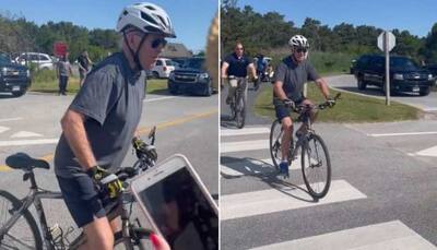 US President Joe Biden falls off bicycle, says 'I'm good' - Watch