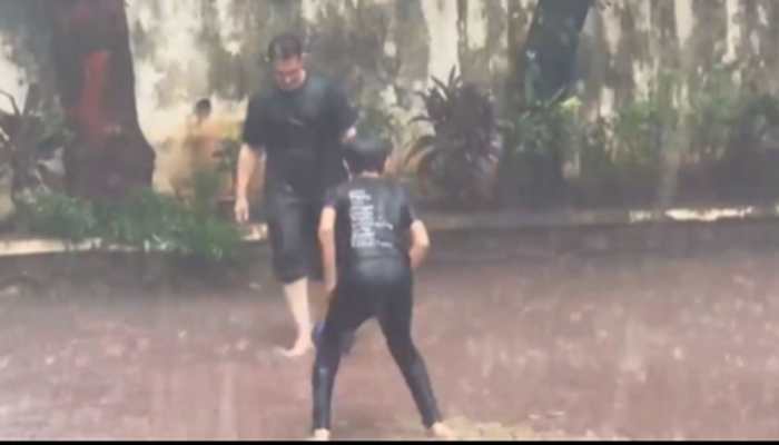 Aamir Khan plays football with son Azad Rao Khan in heavy Mumbai rains - Watch video 