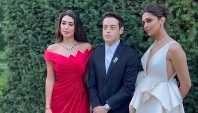 Deepika Padukone poses with Rami Malek in Spain, rocks an ivory frill gown - VIRAL PICS