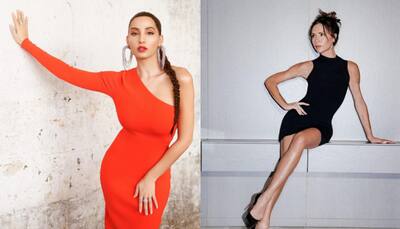 Nora Fatehi impresses Victoria Beckham as she slays in an orange bodycon dress by designer