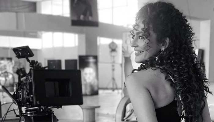 Check out this BTS picture of Seerat Kapoor from the sets of her upcoming film &#039;Dil Raju&#039;