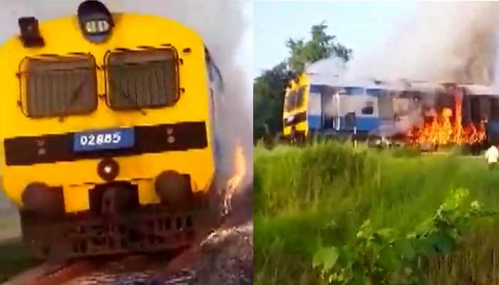 Bihar: Fire breaks out in DMU train engine near Bhelwa railway station - WATCH