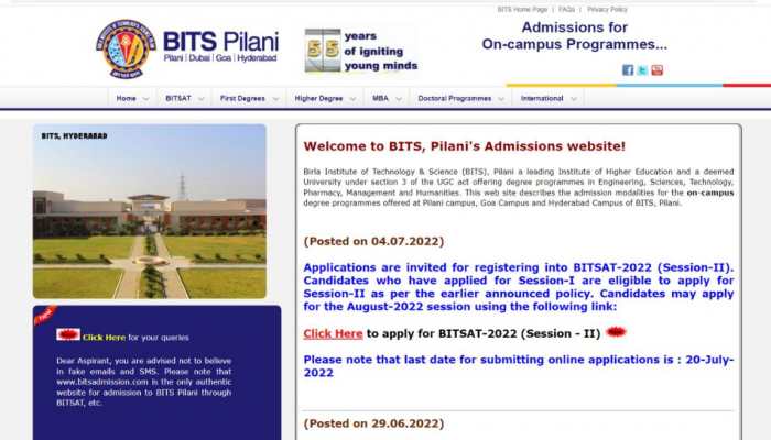 Bitsat 2022 Session 2 Registration Begins At Bitsadmission.com, Here's The  Direct Link To Apply, Steps And Other Details. | India News | Zee News