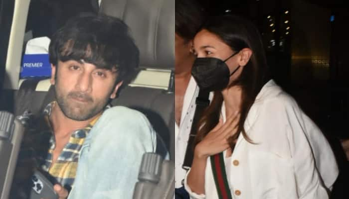 Ranbir Kapoor surprises wife Alia Bhatt at airport, actress screams &#039;baby&#039; and hugs him - WATCH