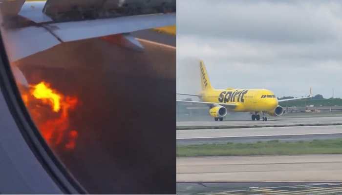 Narrow escape for Spirit Airlines' passengers as plane catches fire while landing: Watch Video