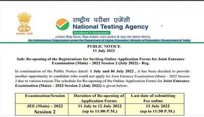 JEE MAIN 2022 BIG UPDATE! Registration for session 2 reopens at jeemain.nta.nic.in- Check new date and time here