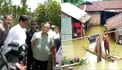 Assam CM Himanta Biswa Sarma visits flood-affected areas of Hojai district, assesses damage