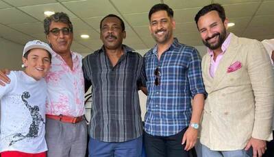 Saif Ali Khan meets West Indies legend Gordon Greenidge and MS Dhoni at the Oval, Kareena Kapoor Khan also watches 1st ODI, see pics