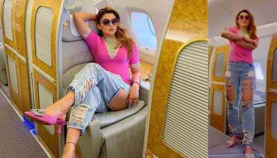 Urvashi Rautela grooves on hook step of her song ‘PO PO PO’ in flight, make heads turn in ripped jeans - Video