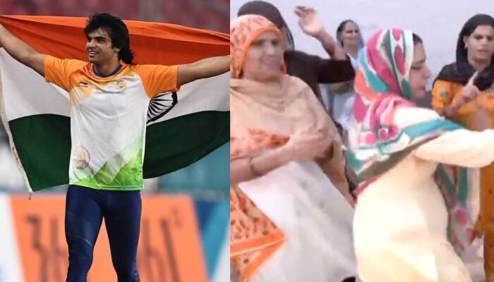 Neeraj Chopra&#039;s family celebrates his silver medal win at World Athletics Championships with dance and sweets - WATCH