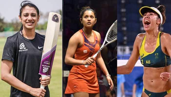Smriti Mandhana (from left), Dipika Pallikal and Taliqua Clancy of Australia will be taking part in the Commonwealth Games 2022 in Birmingham. (Source: Twitter)