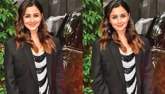 Preggers Alia Bhatt stole hubby Ranbir Kapoor's black blazer to wear over short dress - Watch