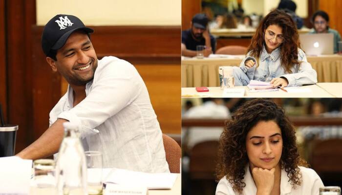 Vicky Kaushal shares BTS photos from &#039;Sam Bahadur&#039; script reading, featuring ‘Dangal’ girls Fatima Sana Sheikh and Sanya Malhotra