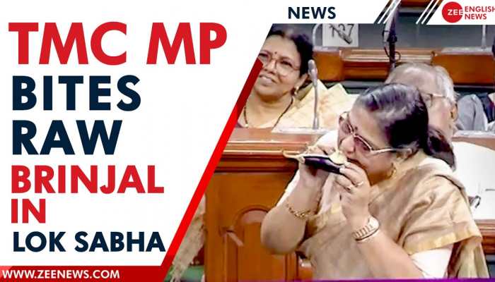 TMC MP Kakoli Ghosh took a bite of raw Brinjal against the price rise in Lok Sabha |Zee English News
