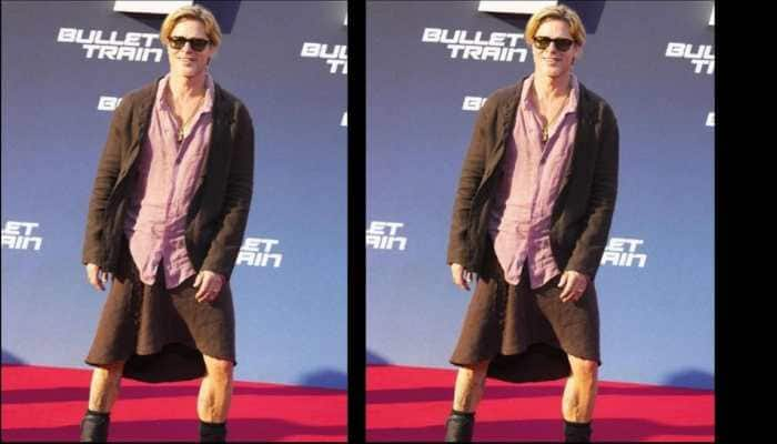 Brad Pitt reacts to his viral skirt pic from the &#039;Bullet Train&#039; Berlin premiere