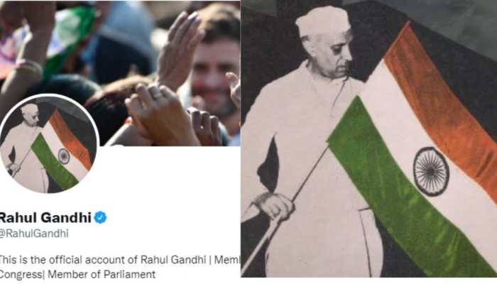 Rahul Gandhi, other top Congress leaders change profile pictures to Jawaharlal Nehru &#039;holding&#039; tricolour