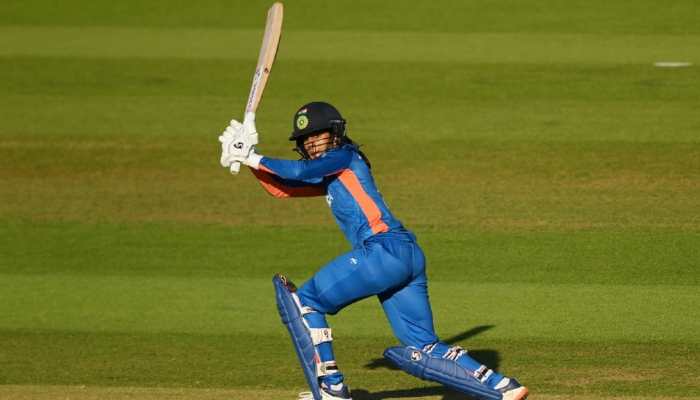Team India batter Jemimah Rodrigues scored an unbeaten 56 off 46 balls against Barbados women in a must-win game at Commonwealth Games 2022. India thrashed Barbados by 100 runs to march into the semifinals. (Source: Twitter)
