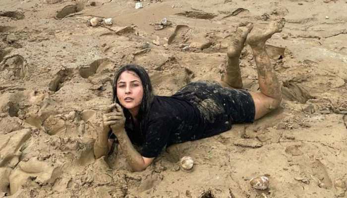 Shehnaaz Gill enjoys spa time, takes &#039;&#039;mud bath&#039;&#039; at construction site : PICS