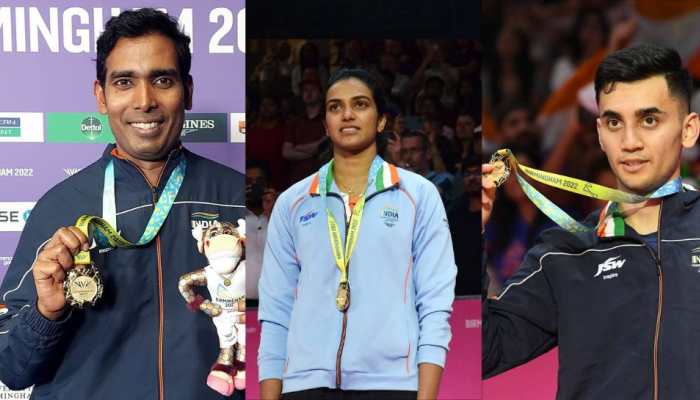 Achanta Sharath Kamal (from left), PV Sindhu and Lakshya Sen all won more than one medal at the Commonwealth Games 2022. (Photo: PTI/ANI)