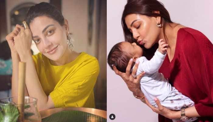 Kajal Aggarwal with her son recreates scene from &#039;Baahubali&#039;,dedicates it to SS Rajamouli