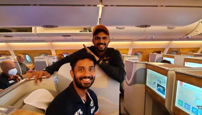 A &#039;happy&#039; Rahul Tripathi boards Team India flight for tour of Zimbabwe - check all PICS