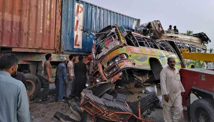 20 burnt alive, 6 critically injured as passenger bus collides with oil tanker in Pakistan&#039;s Punjab