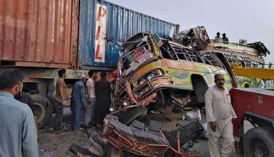 20 burnt alive, 6 critically injured as passenger bus collides with oil tanker in Pakistan's Punjab