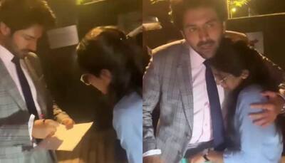 Kartik Aaryan hugs a fan as her 'dream comes true' of meeting him- WATCH