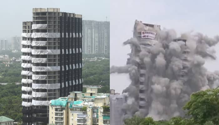 Noida Supertech twin towers, nearly 100-meter-tall structures, demolished within seconds - Watch Video
