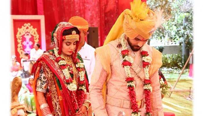 Team India all-rounder Ravindra Jadeja with wife Rivaba Solanki. The couple got married in April 2016. (Source: Twitter)