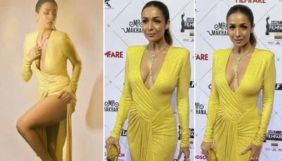 Malaika Arora risque gown with deep plunging neckline is SMOKING HOT! Watch