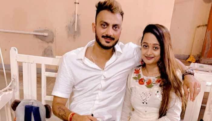 Team India all-rounder Axar Patel with his fiance Meha. Axar has been drafted into the Asia Cup 2022 squad to replace Ravindra Jadeja. He may make his Asia Cup debut against Pakistan on September 4. (Source: Instagram)