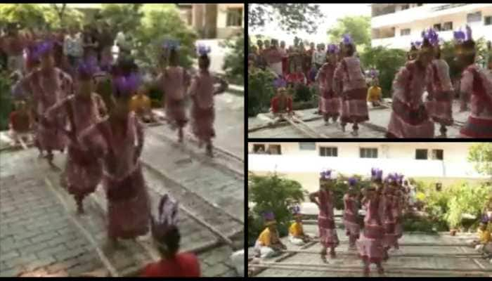 Gujarat school students perform Mizoram&#039;s traditional Cheraw Dance, video goes viral