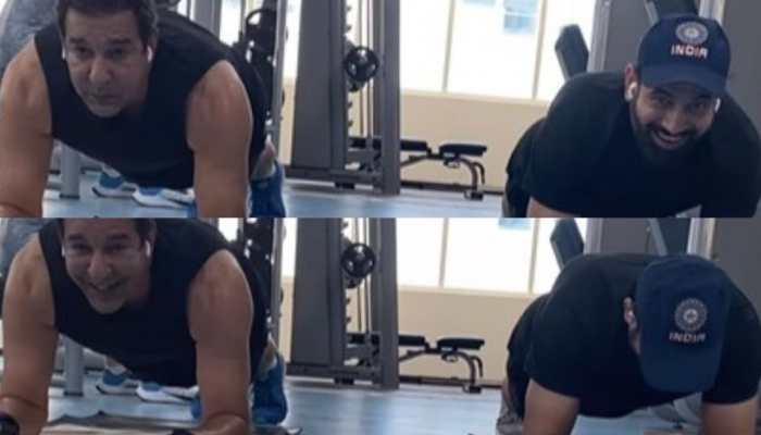 Wasim Akram vs Irfan Pathan, cricket legends clash in 'PLANK CHALLENGE' - Watch